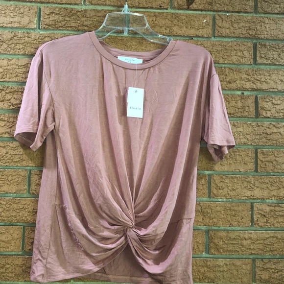 🎀ELODIE🎀FRONT KNOT DRAPE SHORT SLEEVE TEE🎀 - Picture 7 of 14